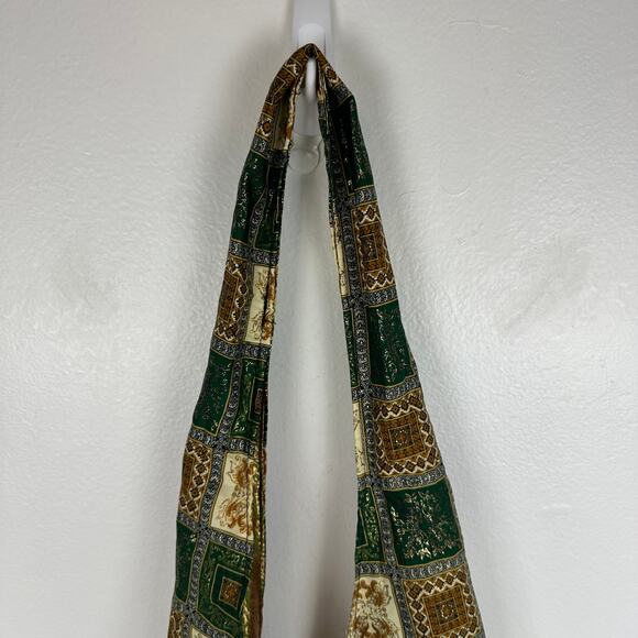 Womens Bohemian Tribal Button Closure Ethnic Green/Gold Shoulder Crossbody Bag - Picture 5 of 7